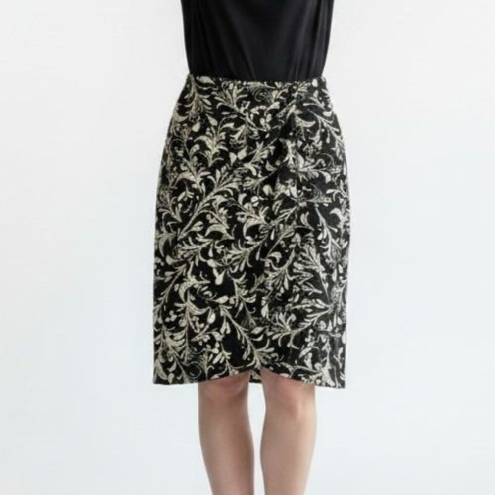 Isabel Marant Etoile Colette Midi Skirt 42 10 Black Tan Twist Draped Pleated